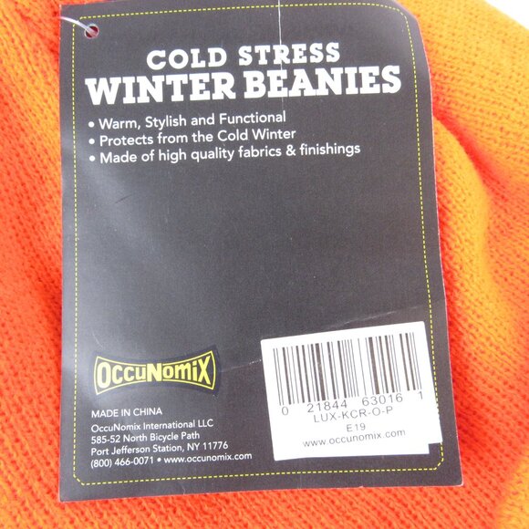Occunomix Men's Winter Warm Beanie Orange One Size Cold Stress Knit NWT - Picture 4 of 7
